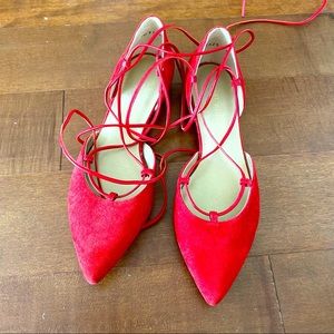 Stuart weitzman red ballet flats new without box size 8